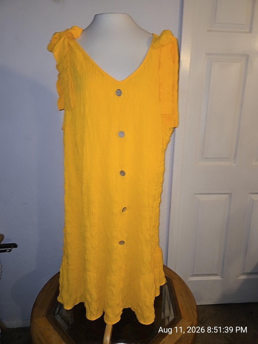 Yellow Button-Front Women’s Dress